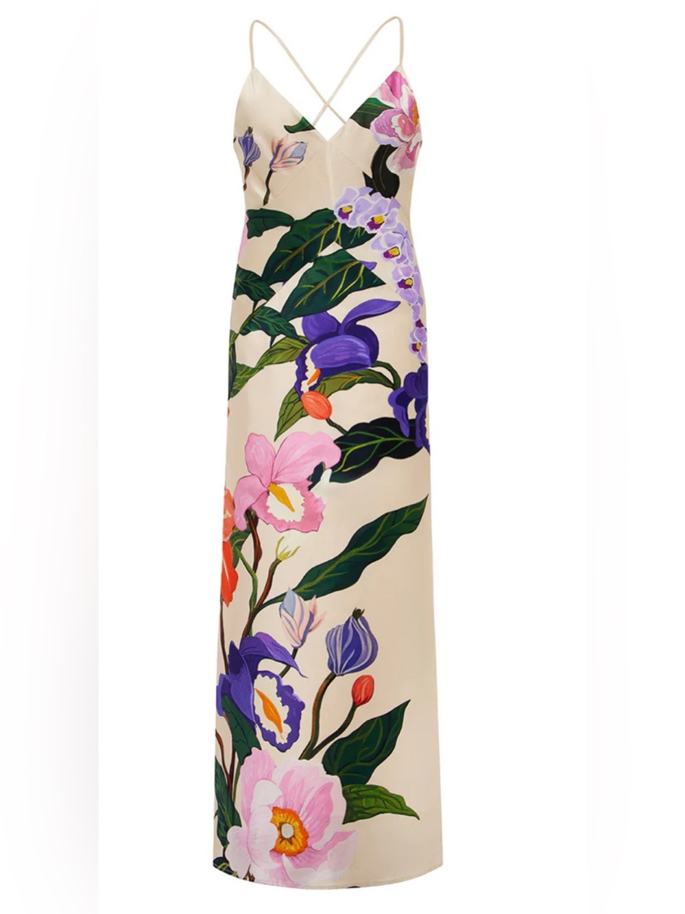 Borgo de nor OLIVE CREPE MAXI DRESS - TREE OF LIFE CREAM